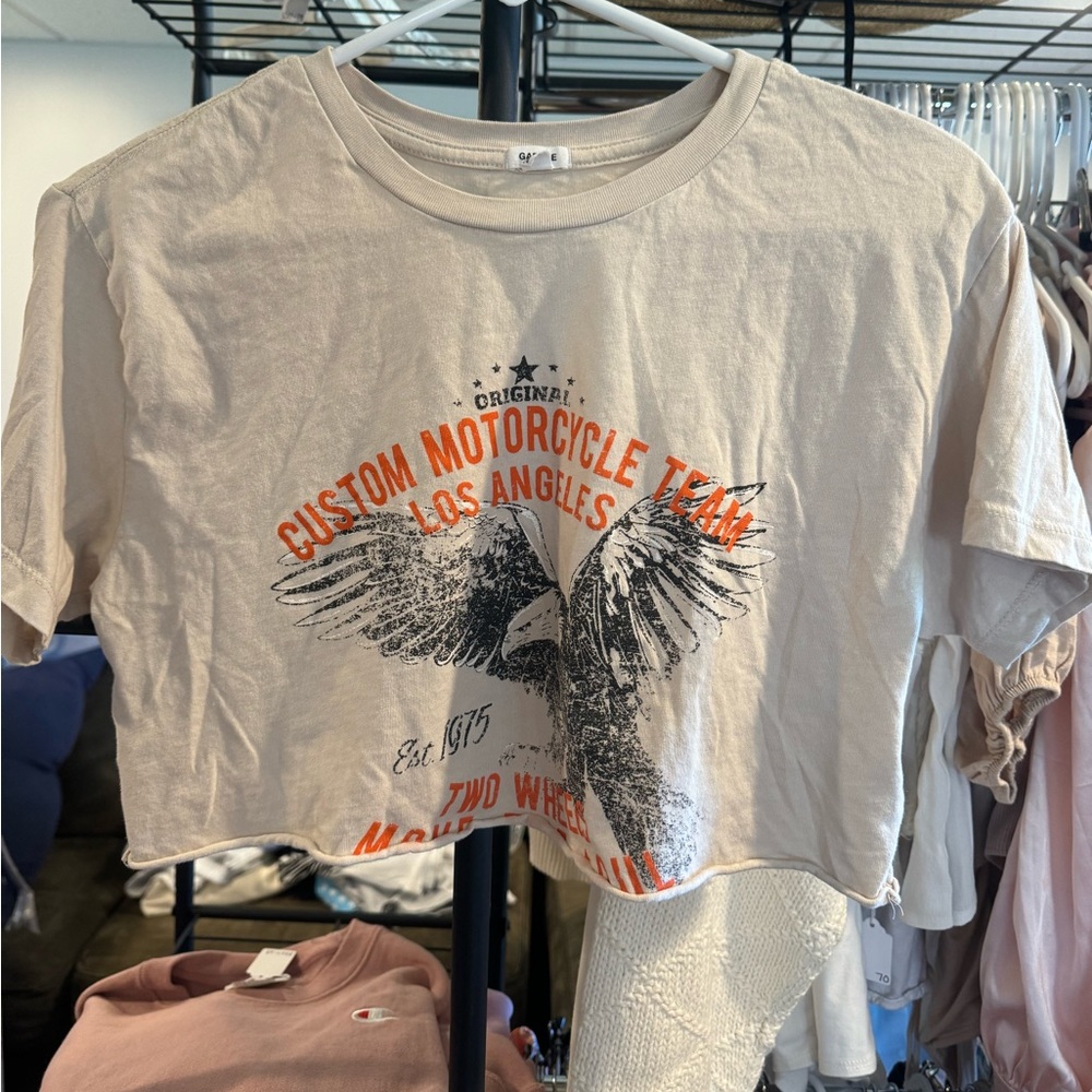 Cropped motorcycle tee